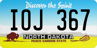 ND license plate IOJ367