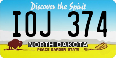 ND license plate IOJ374
