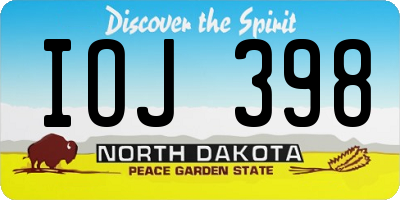 ND license plate IOJ398
