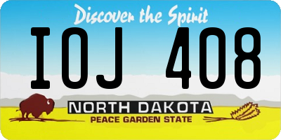 ND license plate IOJ408
