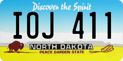 ND license plate IOJ411