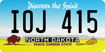 ND license plate IOJ415