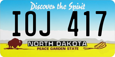 ND license plate IOJ417