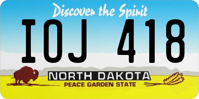 ND license plate IOJ418