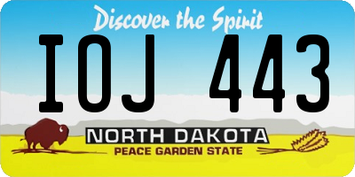 ND license plate IOJ443