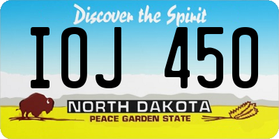 ND license plate IOJ450