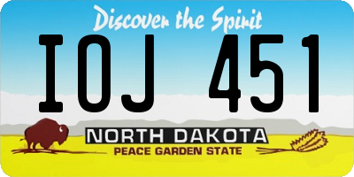 ND license plate IOJ451