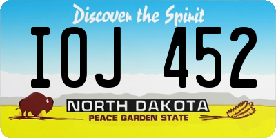 ND license plate IOJ452