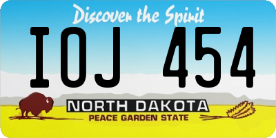 ND license plate IOJ454