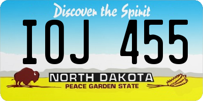 ND license plate IOJ455