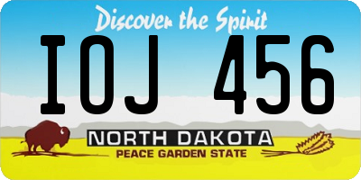 ND license plate IOJ456