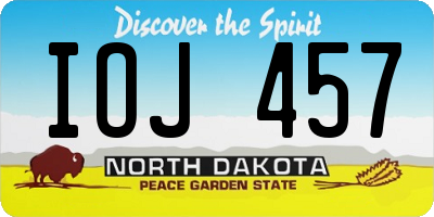 ND license plate IOJ457