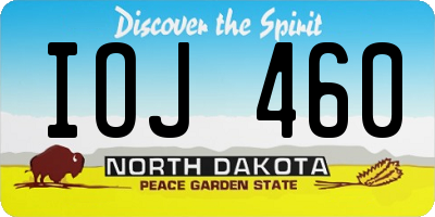 ND license plate IOJ460