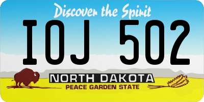 ND license plate IOJ502