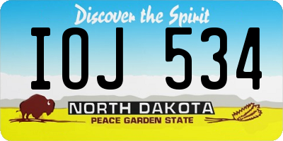 ND license plate IOJ534