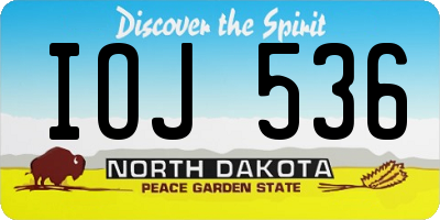 ND license plate IOJ536