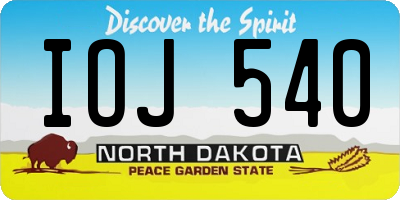 ND license plate IOJ540