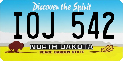 ND license plate IOJ542