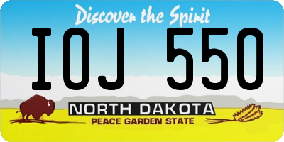 ND license plate IOJ550