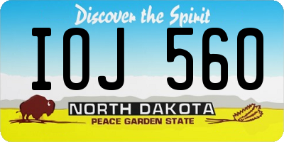 ND license plate IOJ560