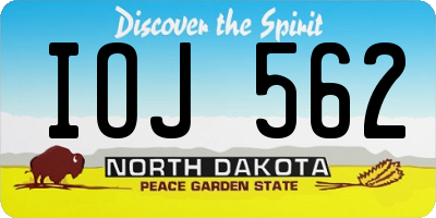 ND license plate IOJ562