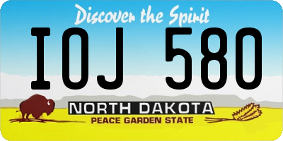 ND license plate IOJ580