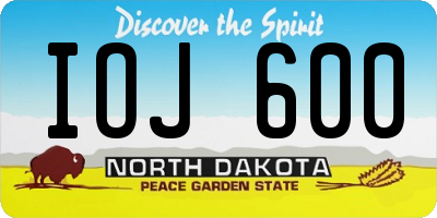 ND license plate IOJ600