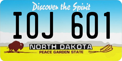 ND license plate IOJ601