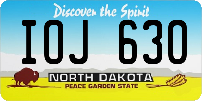 ND license plate IOJ630