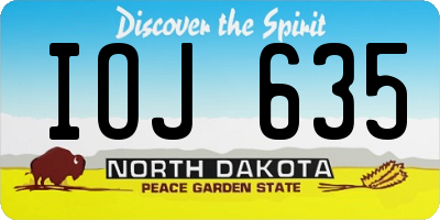 ND license plate IOJ635