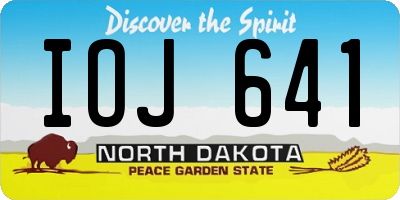 ND license plate IOJ641