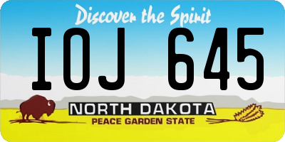 ND license plate IOJ645