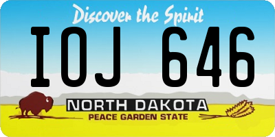 ND license plate IOJ646