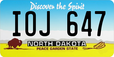 ND license plate IOJ647