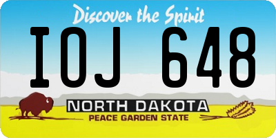 ND license plate IOJ648