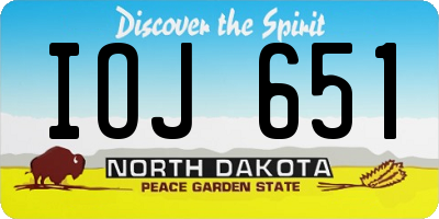 ND license plate IOJ651