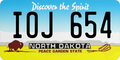 ND license plate IOJ654