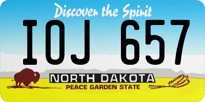 ND license plate IOJ657