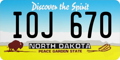 ND license plate IOJ670