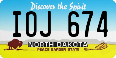 ND license plate IOJ674
