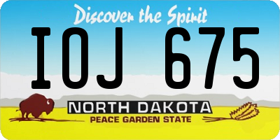 ND license plate IOJ675