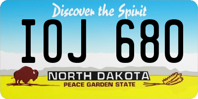 ND license plate IOJ680