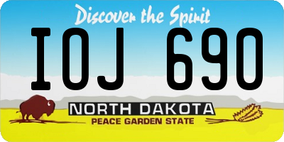 ND license plate IOJ690