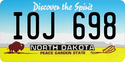ND license plate IOJ698