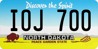 ND license plate IOJ700