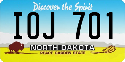 ND license plate IOJ701