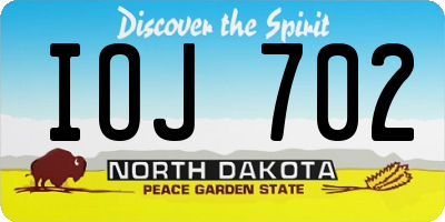 ND license plate IOJ702