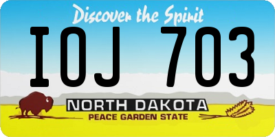 ND license plate IOJ703