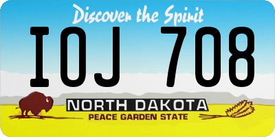 ND license plate IOJ708