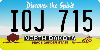 ND license plate IOJ715